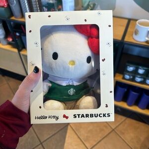 Starbucks Hello Kitty Plush with Red Bow and Green Outfit